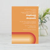 Retro strepen - Terra Cotta Sunset Modern Bruiloft Kaart (Staand voorkant)