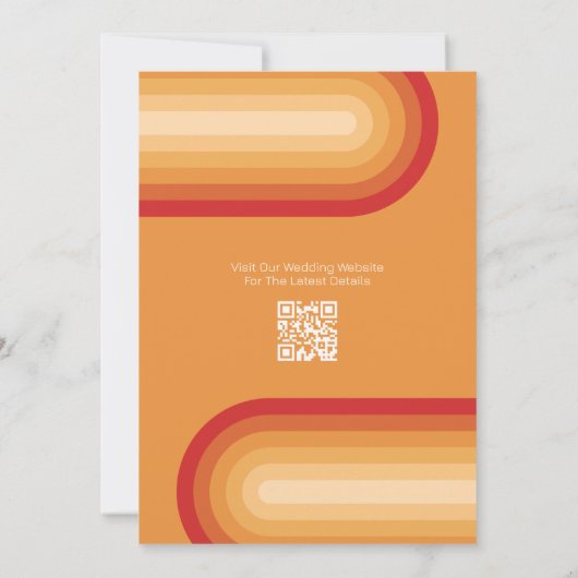 Retro strepen - Terra Cotta Sunset Modern Bruiloft Kaart (Achterkant)