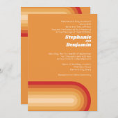 Retro strepen - Terra Cotta Sunset Modern Bruiloft Kaart (Voorkant / Achterkant)