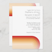 Retro strepen - Terra Cotta Sunset Modern Bruiloft Kaart (Voorkant / Achterkant)