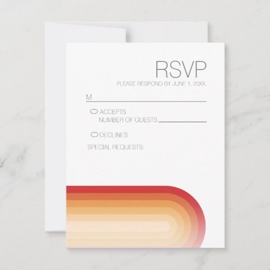 Retro strepen - Terra Cotta Sunset Modern Bruiloft RSVP Kaartje (Voorkant)