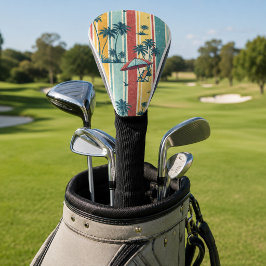 Retro Strepen Tropische Palmbomen Golfheadcover
