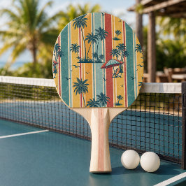 Retro Strepen Tropische Palmbomen Tafeltennisbatje