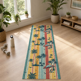 Retro Strepen Tropische Palmbomen Yogamat