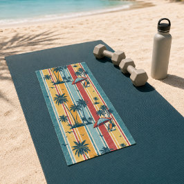 Retro Strepen Tropische Palmboom Sporten Handdoek