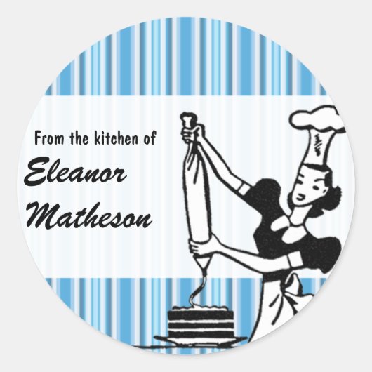 Retro Strepen "Uit de Keuken" sticker (Voorkant)