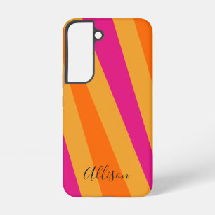 Retro strepen Vet roze oranje Samsung Galaxy Hoesje