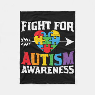 Retro Strijd Voor Autisme Bewustzijn Puzzel Hart G Fleece Deken