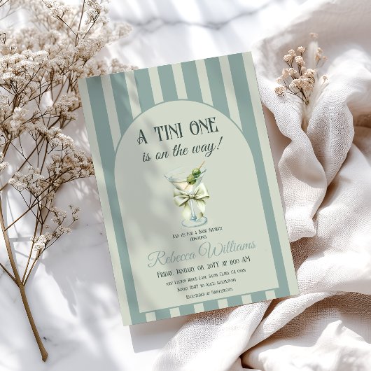 Retro Strik Tini Eén Olijf Martini Baby Shower Kaart