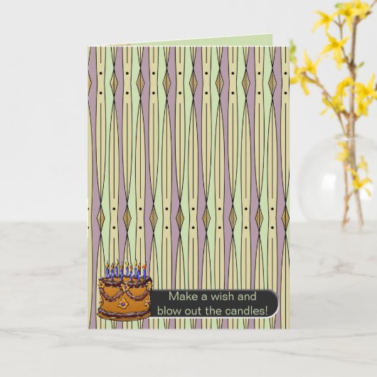 Retro String Art (gepersonaliseerde verjaardagsgro Kaart (Gele Bloem)