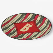 Retro String Art in kerstkleuren monogrammed Papieren Bordje (Gekanteld)