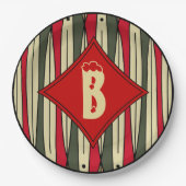 Retro String Art in kerstkleuren monogrammed Papieren Bordje (Voorkant)