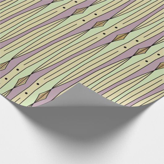 Retro String Art (Pistachio, Mauve Mist en Sand) Cadeaupapier (Hoek)