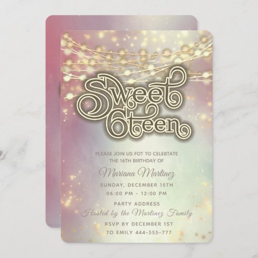 Retro String lampjes gouden sprankeling geblust Kaart (Voorkant / Achterkant)