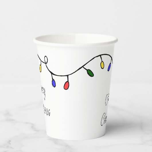 Retro String Lights Feestelijk Kerstfeest Papieren Bekers (Links)