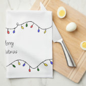 Retro String Lights Vrolijk Kerstfeest Theedoek (Quarter Fold)