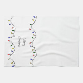 Retro String Lights Vrolijk Kerstfeest Theedoek