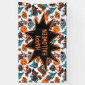 Retro strip Halloween Spandoek (Verticaal)