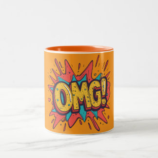 Retro strip “OMG!” Pop Art koffiemok Tweekleurige Koffiemok