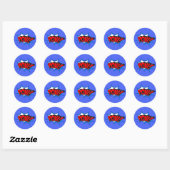 Retro strip popart ronde sticker (Vel)