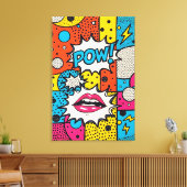 Retro strip POW! - Abstracte Pop Art Canvas Afdruk (Insitu (Woonkamer))