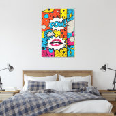 Retro strip POW! - Abstracte Pop Art Canvas Afdruk (Insitu (Slaapkamer))