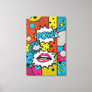 Retro strip POW! - Abstracte Pop Art Canvas Afdruk