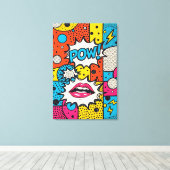 Retro strip POW! - Abstracte Pop Art Canvas Afdruk (Insitu (Houten vloer))