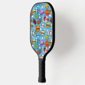 Retro strip spraakballen naadloos patroon pickleball paddle (Links)