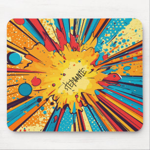 Retro stripboek gele explosie Pop Art Muismat
