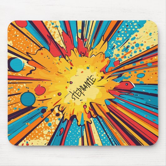Retro stripboek gele explosie Pop Art Muismat (Voorkant)