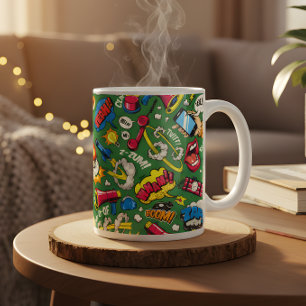 Retro stripboek pop art BOOM koffiemok