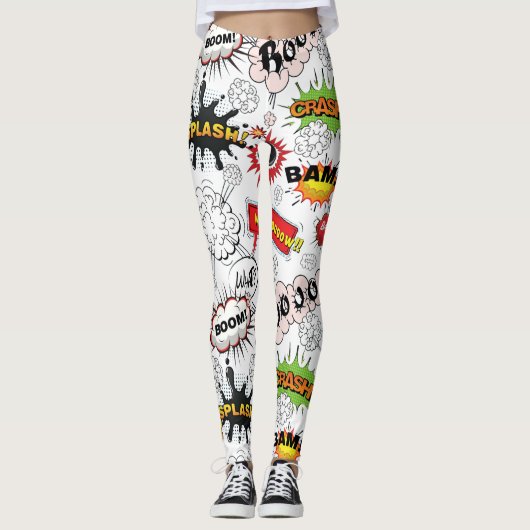 Retro stripboek Pop Art broek Leggings (Voorkant)