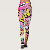 Retro stripboek pop art collage leggings (Achterkant)