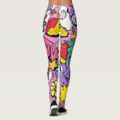 Retro stripboek pop art collage leggings (Achterkant)