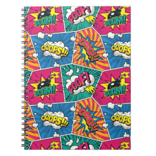 Retro stripboek pop-art geluidseffecten notitieboe notitieboek