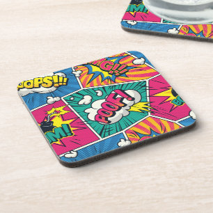 Retro stripboek Pop Art Onomatopee Drank Bier Onderzetter