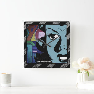 Retro stripboek Pop Art vierkante wandklok