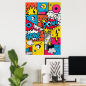 Retro stripboek POW WOW - Moderne abstracte popart Poster (Thuiskantoor)