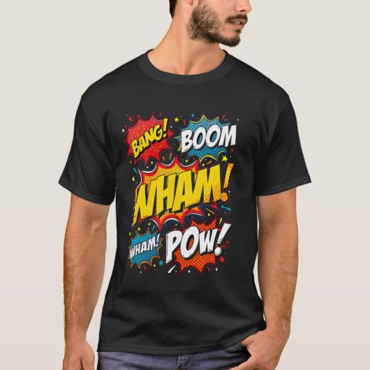 Retro stripboek t-shirt (Voorkant)