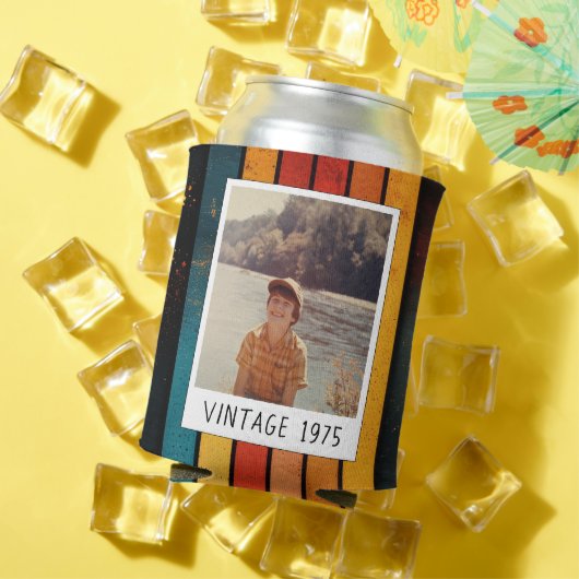Retro Stripe 1975 50e verjaardag foto Blikjeskoeler (Insitu Zomer)