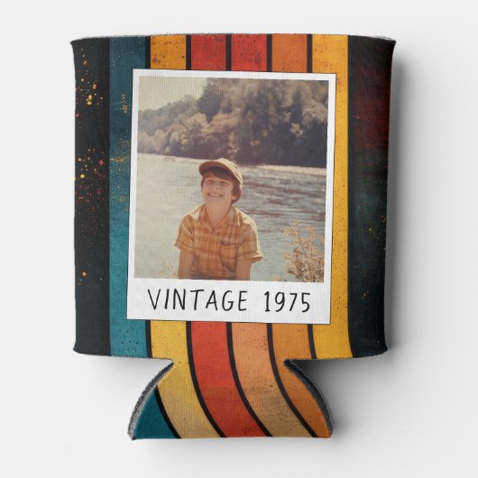 Retro Stripe  1975 50e verjaardag foto Blikjeskoeler (Voorkant)