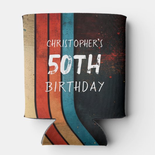 Retro Stripe  1975 50e verjaardag foto Blikjeskoeler (Achterkant)