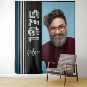 Retro Stripe  1975 50e verjaardag foto Wandkleed