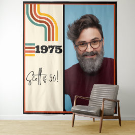 Retro Stripe  1975 Foto Tapestry Sinaasappel Wandkleed