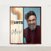 Retro Stripe  1975 Foto Tapestry Sinaasappel Wandkleed (Voorkant)