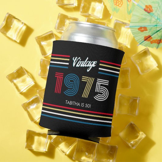 Retro Stripe 1975 Primaire kleuren Blikjeskoeler (Insitu Zomer)