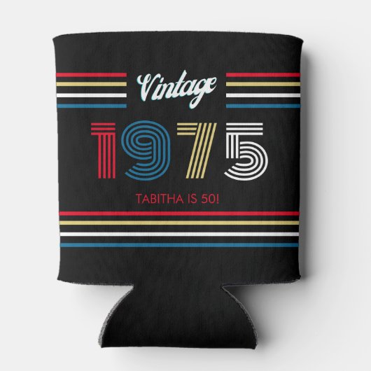  Retro Stripe 1975 Primaire kleuren Blikjeskoeler (Achterkant)