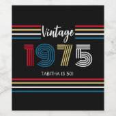  Retro Stripe 1975 Primaire kleuren Wijn Etiket (Enkel label)