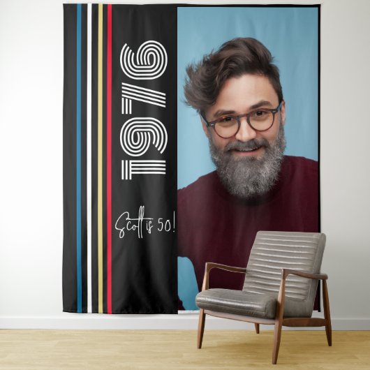 Retro Stripe 1976 50e verjaardag foto Wandkleed (In situ)